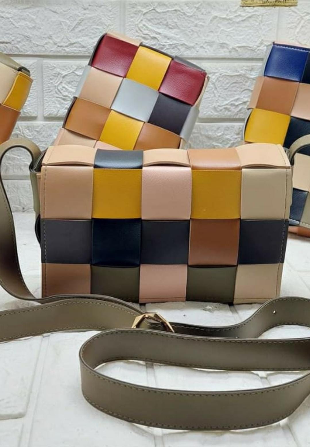 Milan Multi Woven Leatherette Crossbody Bag —   handbag by HandbagsAvenue